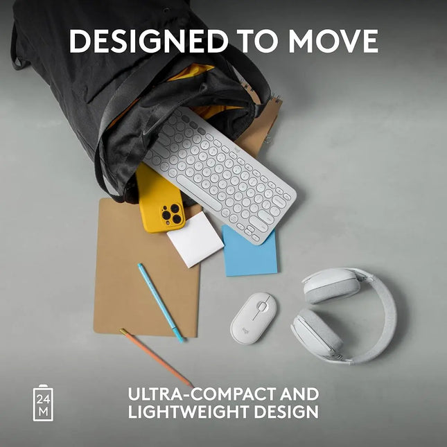 Logitech Pebble 2 M350s Wireless Mouse, Ambidextrous Design, Multi-Device Pairing, Bluetooth Connectivity, Silent Clicks with Silent Touch Technology - Tonal White