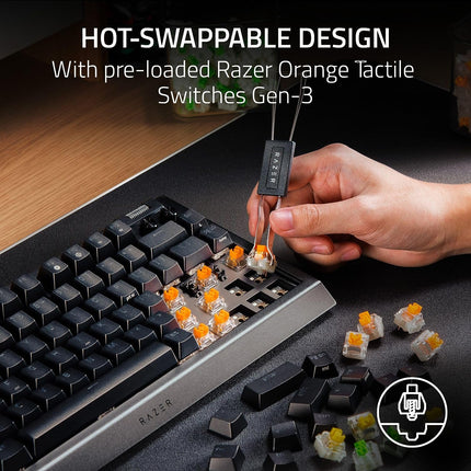 Razer BlackWidow V4 75% Mechanical (Orange Tactile Switches) Gaming Keyboard - Black