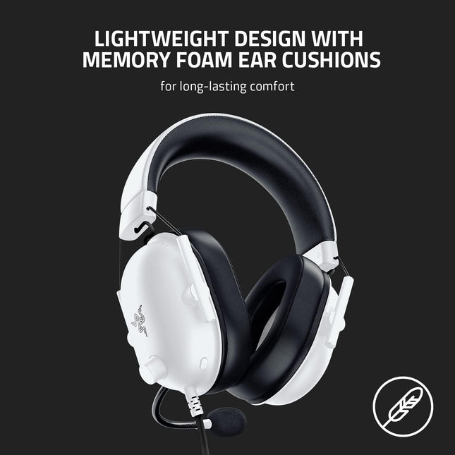 Razer BlackShark V2 X Gaming Headset: 7.1 Surround Sound for PC, PS5, Switch, Xbox, Mobile - White