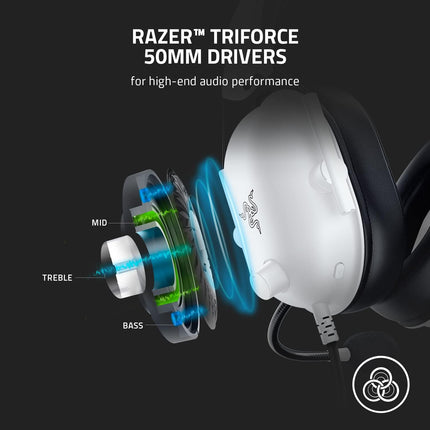 Razer BlackShark V2 X Gaming Headset: 7.1 Surround Sound for PC, PS5, Switch, Xbox, Mobile - White