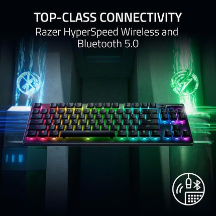 Razer DeathStalker V2 Pro TKL Wireless RGB Optical Gaming Keyboard, Clicky Red Switch (US Layout) - Black