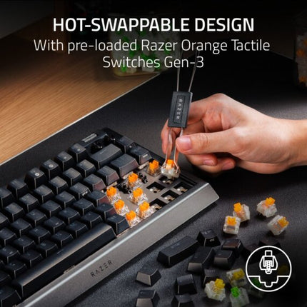 Razer BlackWidow V4 75% Hot-Swappable Wired Mechanical Gaming Keyboard (US Layout) - White