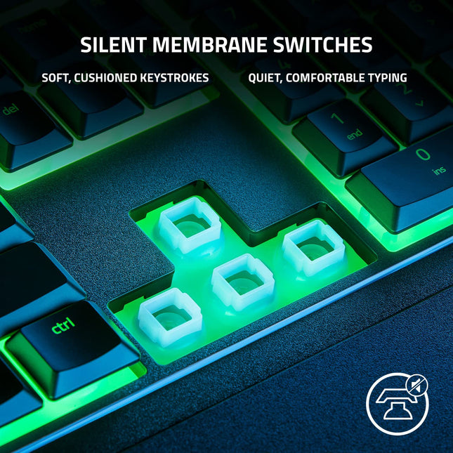Razer Ornata V3 X Low-Profile Keys Silent Membrane Switches Gaming Keyboard, US Layout - Black