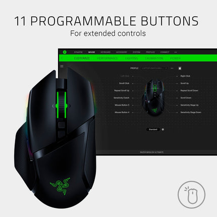 Razer Basilisk Ultimate Wireless Gaming Mouse with Charging Station - Black