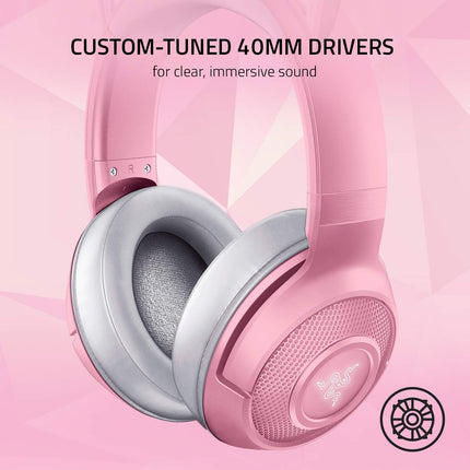 Razer Kraken BT Kitty Edition Wireless Bluetooth Gaming Headset with Chroma RGB - Quartz Pink