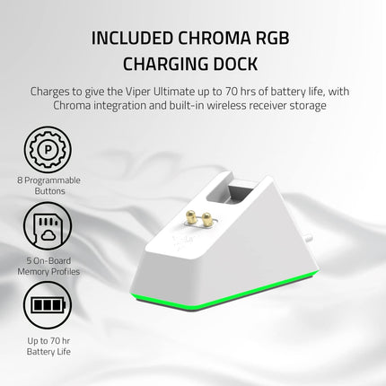 Razer Viper Ultimate Lightest Wireless Gaming Mouse & RGB Charging Dock  - Mercury