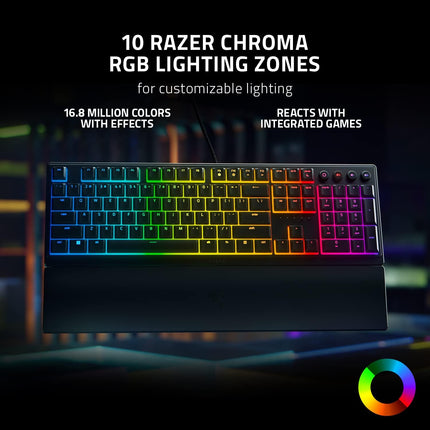 Razer Ornata V3 Wired RGB Membrane Gaming Keyboard, Mecha-Membrane Switches (US Layout) - Black
