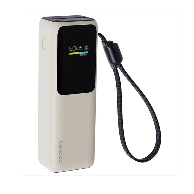Porodo 20,000mAh Power Bank, 100W PD, with Built-In Type-C Cable