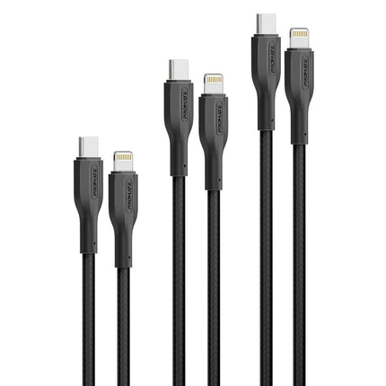 Promate 27W Power Delivery USB-C to Lightning Cable Kit (3 Pcs)