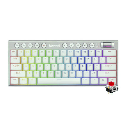 Redragon K632 PRO Noctis 60% RGB Wireless Mechanical, Bluetooth/2.4GHz/Wired Tri-Mode Ultra-Thin Low Profile Gaming Keyboard - White