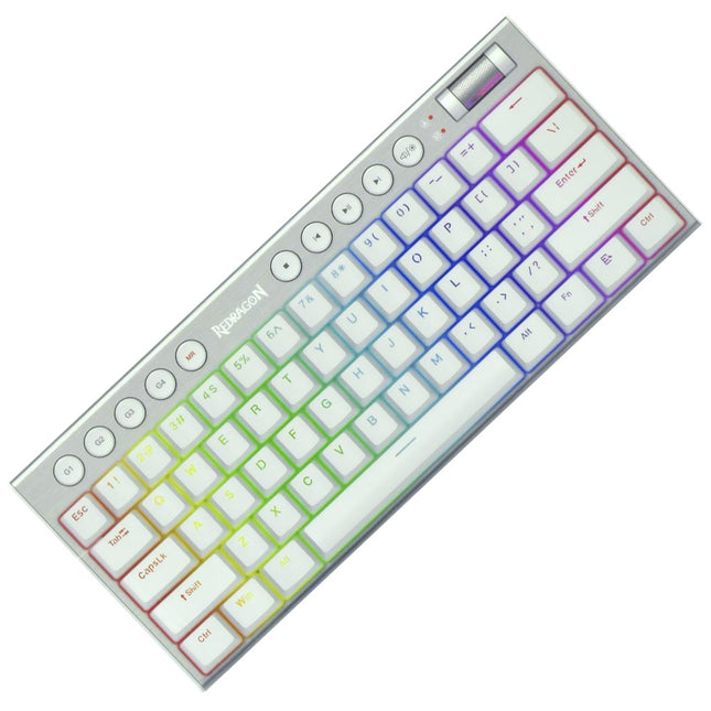 Redragon K632 PRO Noctis 60% RGB Wireless Mechanical, Bluetooth/2.4GHz/Wired Tri-Mode Ultra-Thin Low Profile Gaming Keyboard - White