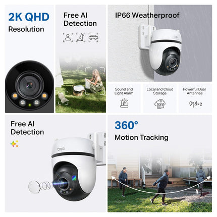 TP-Link Outdoor Pan/Tilt Security Wi-Fi Camera 2K , 512GB Micro SD Support