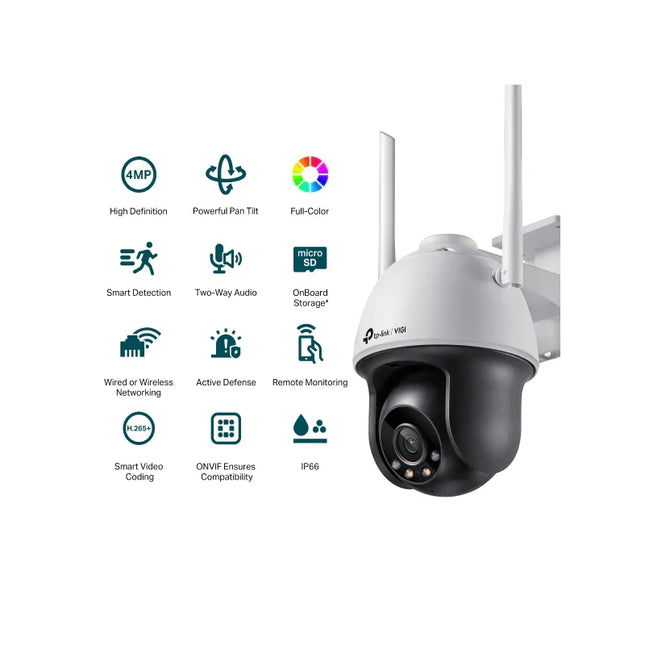 TP-Link (VIGI C540-W) VIGI 4MP Outdoor Full-Color Wi-Fi Pan Tilt Network Camera - 2560 X 1440 / LAN