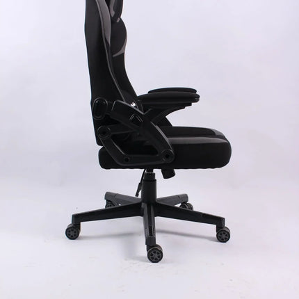 Black Bull Gaming Chair With Headrest Up & Down Slide Adjustable and Moveable Armrest, Fabric
