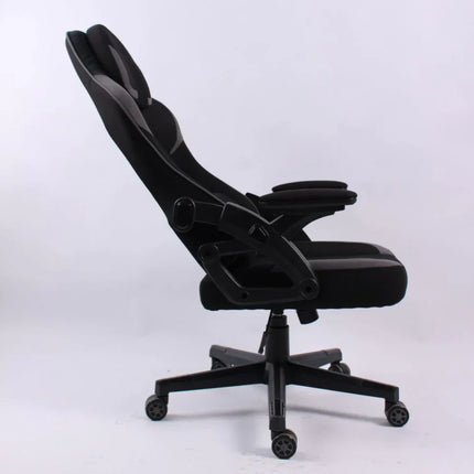Black Bull Gaming Chair With Headrest Up & Down Slide Adjustable and Moveable Armrest, Fabric