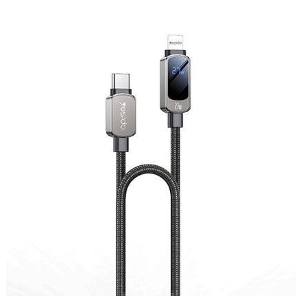 Yesido CA180, 27W, Type C to Lightning Cable with Digital Display - 1.2 M