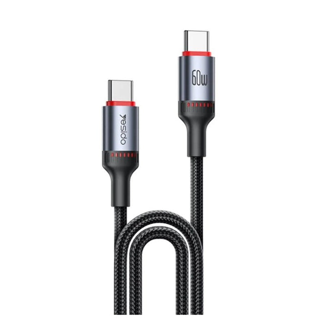 Yesido CA181 1.2 M USB C to USB C 60 W Fast Charging Cable Aluminum Alloy Shell Data Cord