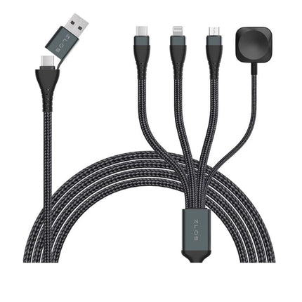 ZLOS ZC09 100 W 4-in-2 Braided Multi Charging Cable, 3 M (5 Years Warranty)
