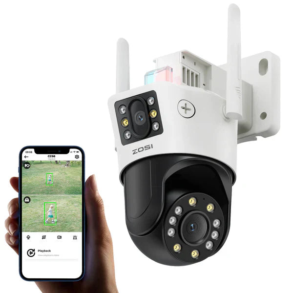 ZOSI C298 2.4GHz WiFi PT Camera with Dual Lens