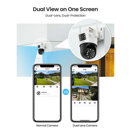 ZOSI C298 2.4GHz WiFi PT Camera with Dual Lens