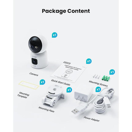 ZOSI INDOOR PT CAMERA WITH DUAL LENS 2MP+2MP