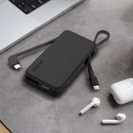 Momax 1-Power Vital+ 10000mAh Battery Dual Built-in USB-C Cable