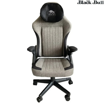 Black Bull Gaming Chair With Headrest Up & Down Slide Adjustable and Moveable Armrest, Fabric