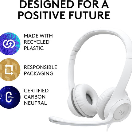 Logitech H390 USB Headset with Noise-Cancelling Mic - White