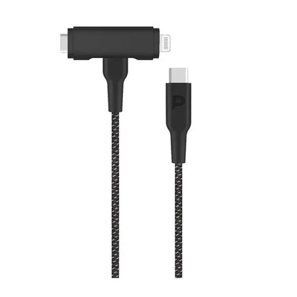 Powerology Braided USB-C to USB-C + Lightning Data & Fast Charge 1.2m/4ft
