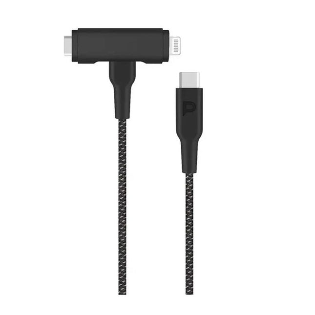 Powerology Braided USB-C to USB-C + Lightning Data & Fast Charge 1.2m/4ft