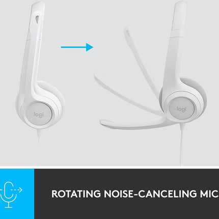 Logitech H390 USB Headset with Noise-Cancelling Mic - White
