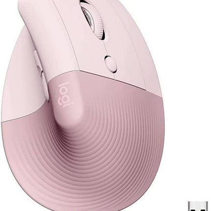 Logitech Lift Vertical Ergonomic Wireless & Blutooth Mouse - Rose