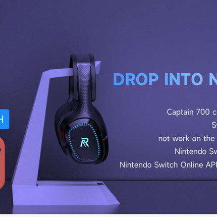 RYR Captain 700 Wireless Gaming Headset, for PS4 / PS5 / Nintendo Switch / PC - Black