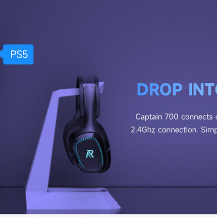 RYR Captain 700 Wireless Gaming Headset, for PS4 / PS5 / Nintendo Switch / PC - Black