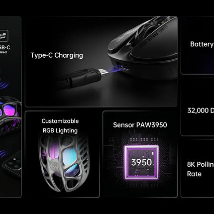 GravaStar Mercury X Pro  8K Wireless Gaming Mouse - Galaxy Black
