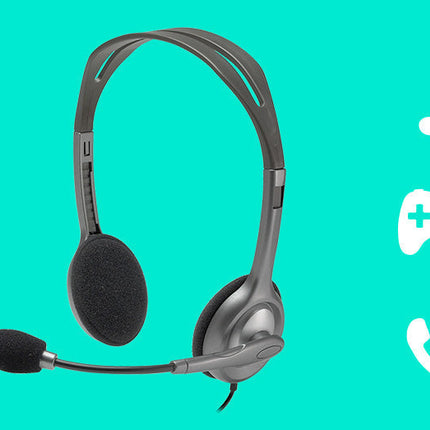 Logitech H110 Wired On Ear Headphones With Mic, Stereo With Noise-Cancelling, 3.5mm Dual Audio Jack