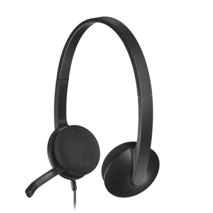 Logitech H340 USB Headset, Plug And Play, Noise Cancelling Microphone, USB Type A, Adjustable Headband - Black