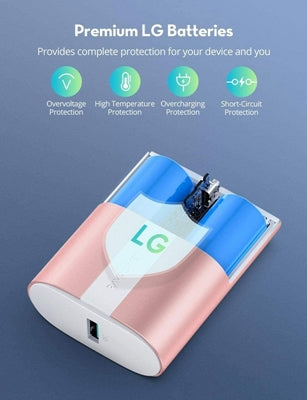 RAVPower RP-PB197 10000mAh PD+QC 2-Port 18 W Power Bank - Metallic Pink